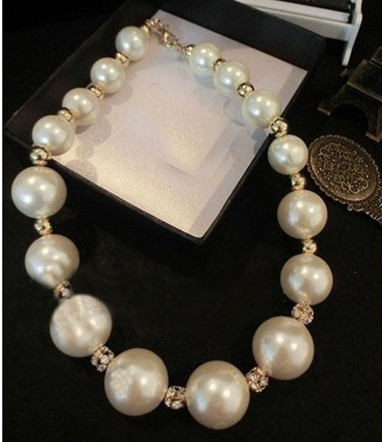 New 2015 korean fashion handmade big pearl necklace women accessories wholesale maxi colar collier bijoux femme