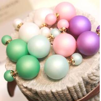 22 colors Hot Selling 2015 women Genuine Brand Double Side matte Pearl Stud Earrings Big wholesale