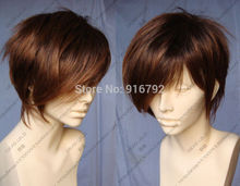 FREE SHIPPING >>New Short Light Brown straight Heat-resistant men’s Cosplay hair Wig