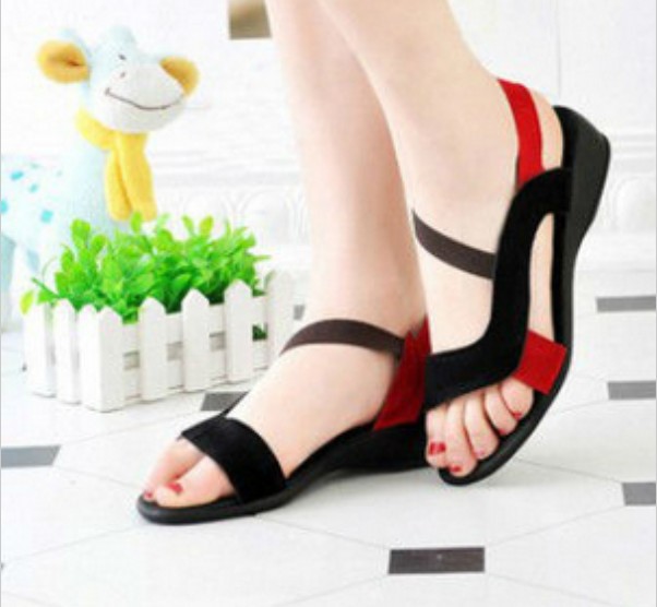 women's shoes open toe wedges genuine leather new style fashion flat ...