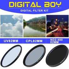 Camera & Photo! New brand CPL 82mm Polarizing +UV Fiter+ND2-400 Neutral Density filter kit Protector for Canon SONY nikon lens