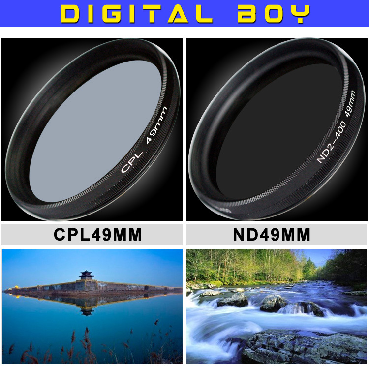 Camera Photo 49MM cpl polarizing ring 49mm ND2 400 Filters Kit for Canon Rebel T4i T3i