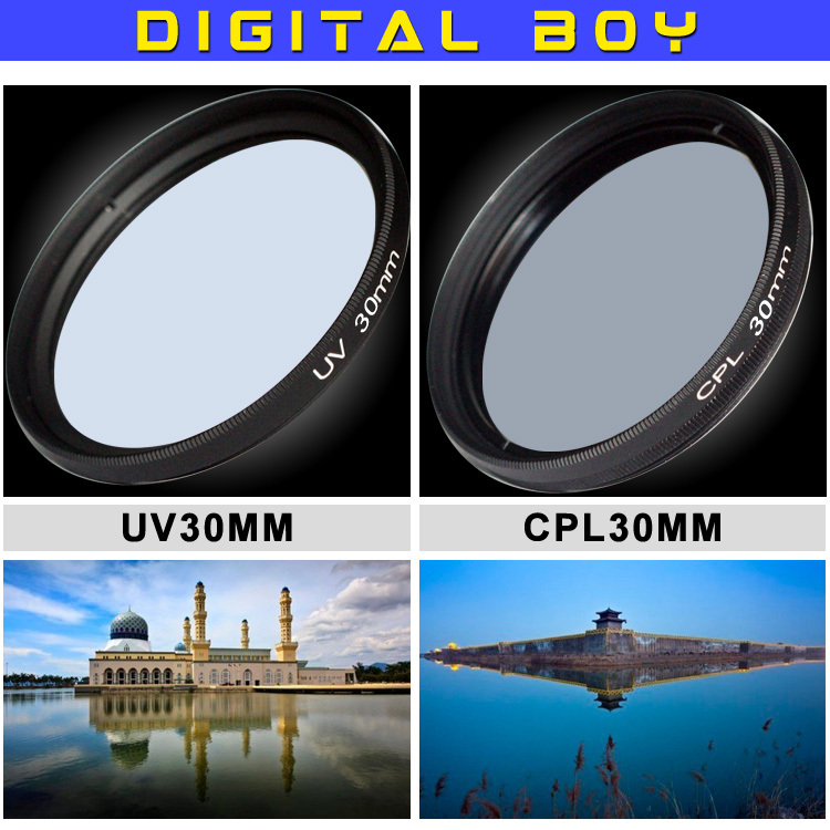 Camera Photo 30mm UV CPL camera lens filter Ultra violet Circular Polarizing CPL Filter kit for