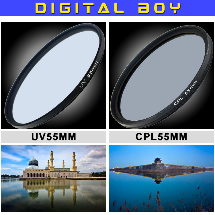 Camera Photo 55mm CPL polarizing filter 55 mm UV filters kit for dslr canon sony nikon