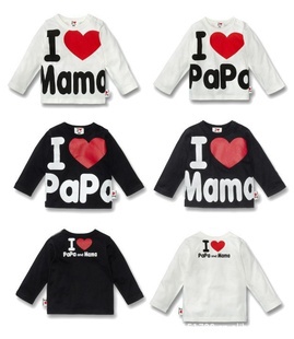 Retail 9 M to 3 years100 cotton Baby Long sleeve T shirt I love Mom and