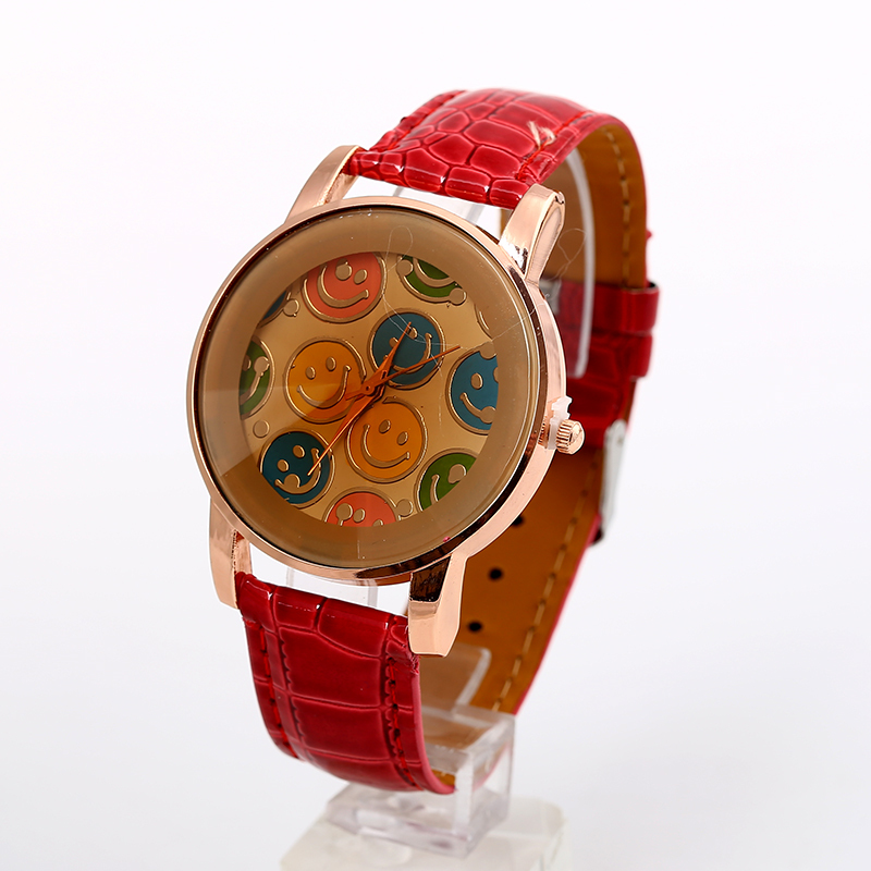 2014 Fashion Smile Face Leather Band Watches Free Shipping