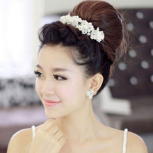 Delicate ladybro Gift Han Edition Hair White Pearl Crystal Bride Headdress Handmade Wedding Hairwear Bridal Hair
