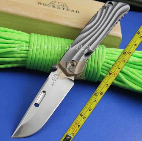 ROCKSTEAD HIZEN TIC Japan High quality folding knife Japan D2 Blade Full TC4 handle Free shipping