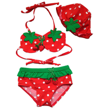 Baby Kids Girls Swimwear Bikini Suit Split Swiwsuit Swimming Cap 3 Pieces Set Tankini 1 7Y