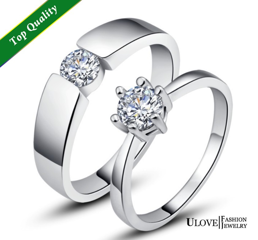 60 off Promotion Trendy A Pair Love Crystal 925 Sterling Silver Engagement Ring Mens Rings Women