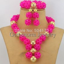 2015 New African Costume Jewelry Set Handmade Indian Nigerian Wedding Beads Jewelry Set Gold Plated Free