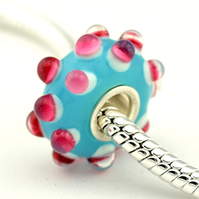 1 Piece ,2014 New Arrival 925 Silver Pink Lampwork Glass Beads , Fit Pandora Charms Bracelets necklaces & pendants ,LGB024