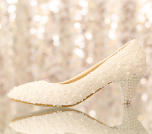 2014 Luxury pearl bride wedding shoes lace beautiful Rhinestone Super High flower Heels Size Custom 3 Inches Bridesmaid Shoes