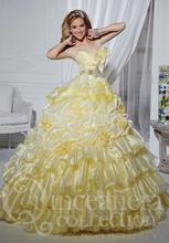 Wholesale Ball Gown Sweetheart Floor Length Organza Yellow Quinceanera Dresses Beaded Lace Up 