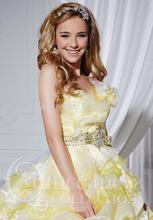 Wholesale Ball Gown Sweetheart Floor Length Organza Yellow Quinceanera Dresses Beaded Lace Up 