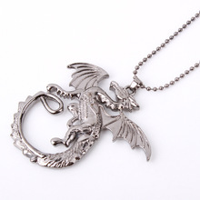 2014 hot film vintage white The Hobbit The Desolation of Smaug Fiery dragon chain pendant for