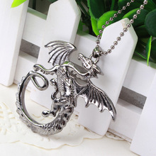 2014 hot film vintage white The Hobbit The Desolation of Smaug Fiery dragon chain pendant for