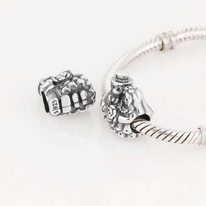 Authentic 925 Sterling Silver Bride Groom Charm Fits European Pandora Charm Bracelets Bangles