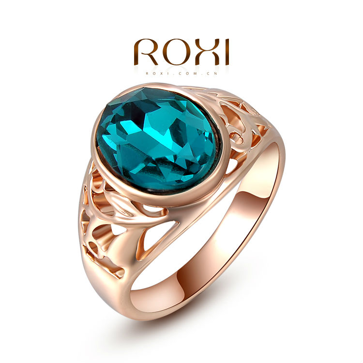 ROXI Exquisite rose golden green ring with AAA zircons colorful trendy fashion jewelrys for women best
