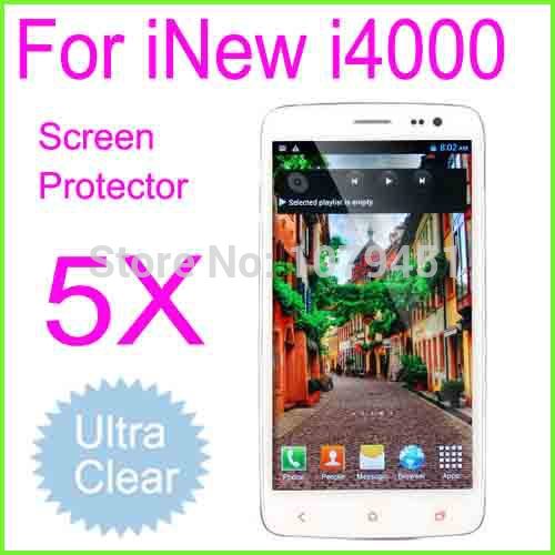 Stock 5x Smartphone Andriod iNew i4000S Screen Protector Ultra Clear lcd protective cover film for INEW