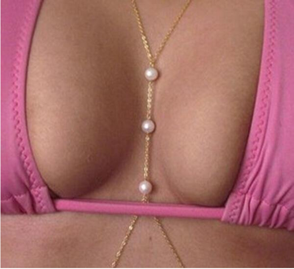 2014 New Fashion Simulated Pearl Women Belly Chains Brand Sexy Alloy Women Body Jewelry Designer Women