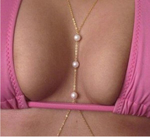 Popular Nice Belly body chain golden sexy bikini waist chain pearl chain/belly chain