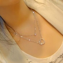 N179 elegant double layer short design love heart necklaces & pendants \(min order $10 mixed items order)