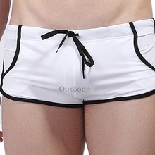 Men Swimwear Sexy swimming trunks Low waist Stripe Pocket Shorts Boxers Sports suit Men Swimsuit