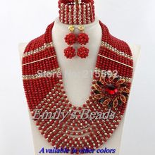 2014 New Costume African Beads Jewelry Set Fashion Nigerian Wedding Bridal Necklace Jewelry Set Crystal Beads