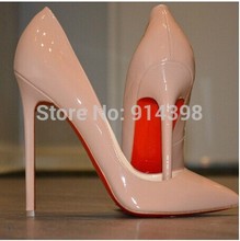 Top quality red bottom luxury classic designer women’s Pumps Nude Patent leather12mm High Heels Thin Heels evening shoes