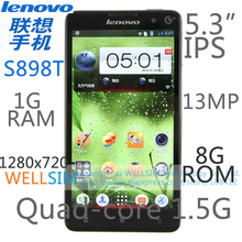 Original Lenovo S898T Multi language Mobile phone 5 3IPS 1280x720 MT6589T Quadcore1 5G 1GRAM 8GROM Android4