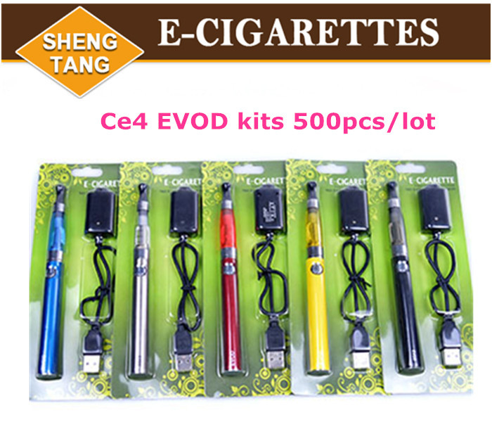 Wholesale 500pcs lot Ego CE4 atomizer EVOD Battery 650mah 900mah 1100mah E cigarette Kits Electronic Cigarette