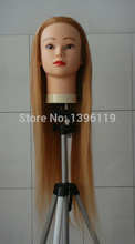 free shiping80% Real hair 24″ Hair Hairdressing Mannequin Head blone hair can dry/marecl/dye for practice performance