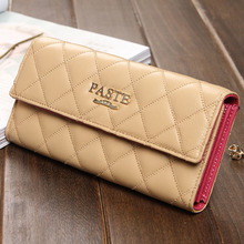2014 New sheepskin genuine leather women clutch wallet ladies handbags brand womens wallets
