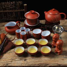 Hot 24pcs yixing tea tools KUNG FU TEA SETS PU ER TEA SETS purple grit tea