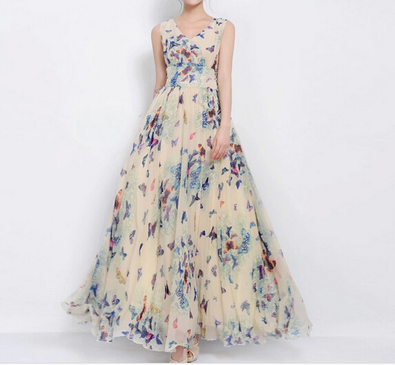 -European-Style-Big-size-XXXL-Summer-maxi-butterfly-Print-long-dress ...