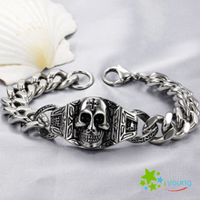 Vintage Men Accessories Personalized Skeleton Skull Bracelet 316L Titanium Steel Bracelets Engagement Marriage Gift Wholesale