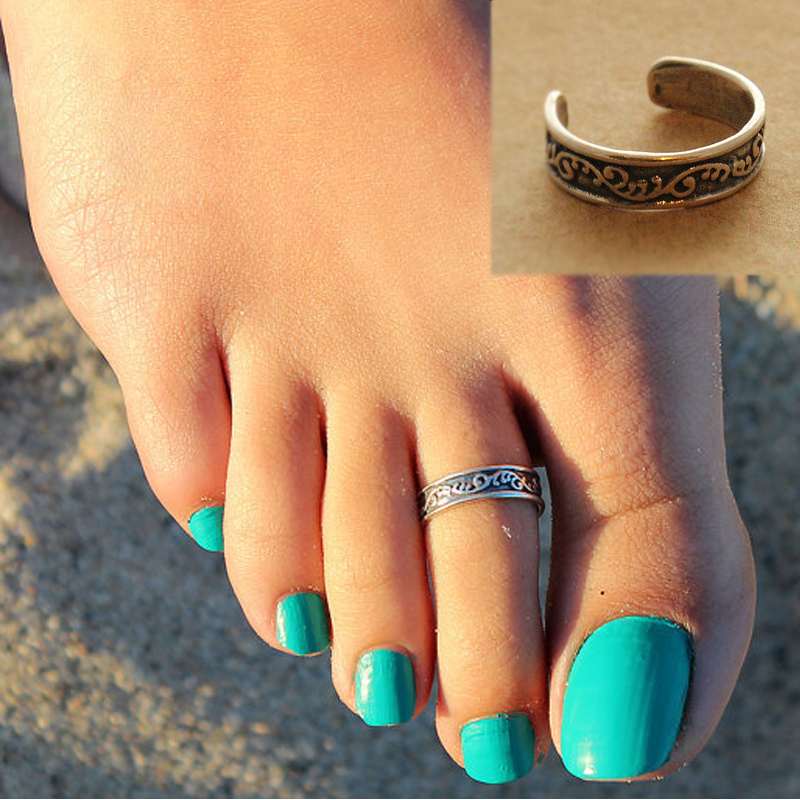 Women Fashion Unique Nice Adjustable Antique Silver Toe Ring Foot Beach Jewelry