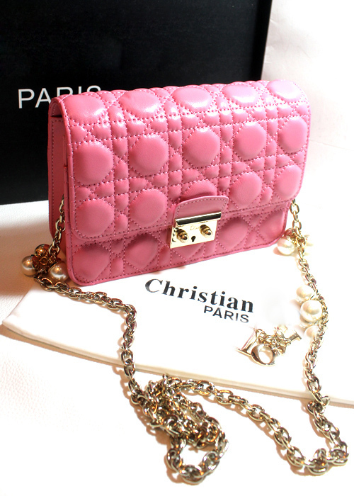 100 Genuine Leather 2014 Super Quality European Luxury Brand Small Women Chain Bag Sheepskin Pearl Messenger