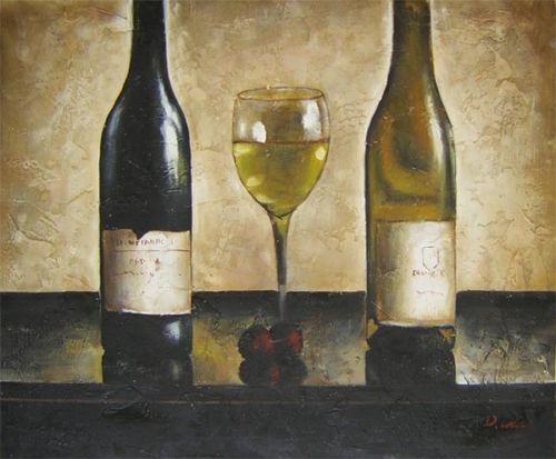 bottles Haimo  Still  and by painting Glass Wine  Life Bottles oil Cherry Art Oil Painting glass