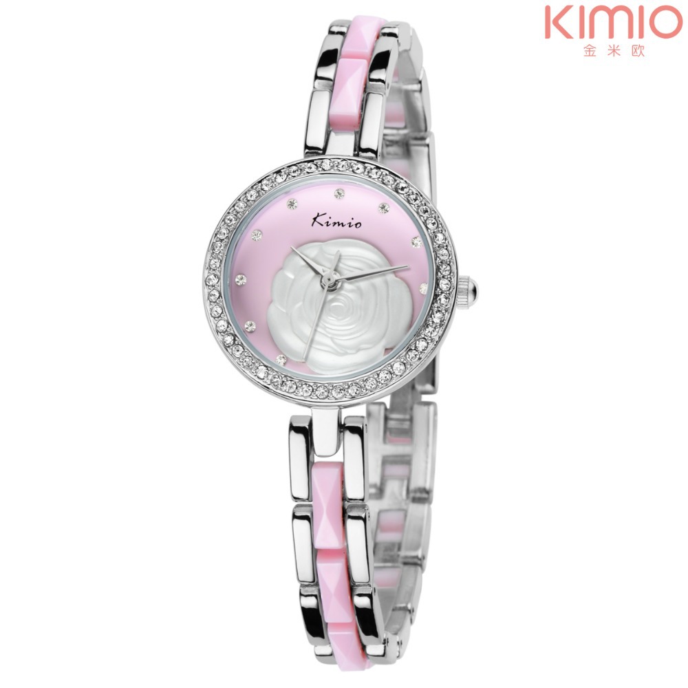 Купить кимио женщин роза цветок керамические горный хрусталь часы с ...