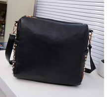 New Korean female leopard head rivets decorative zipper bag leisure Shoulder Messenger Bag