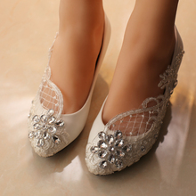 white wedding shoes female bridesmaid shoes rhinestone lace shoes bridal shoes pumps