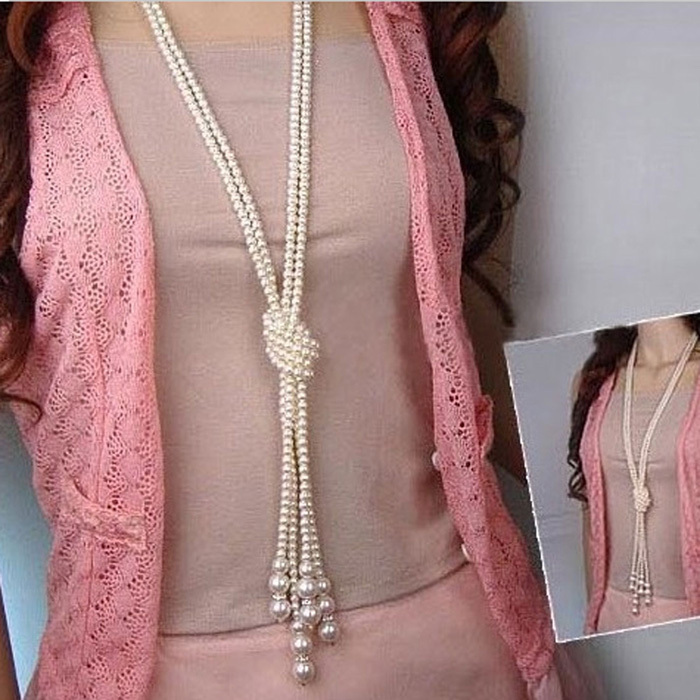 Delicate 1pcs 130cm 51 inch Long Knotted Multi Simulated Pearl Necklace Women Fashion Chain Accessories Jewelry