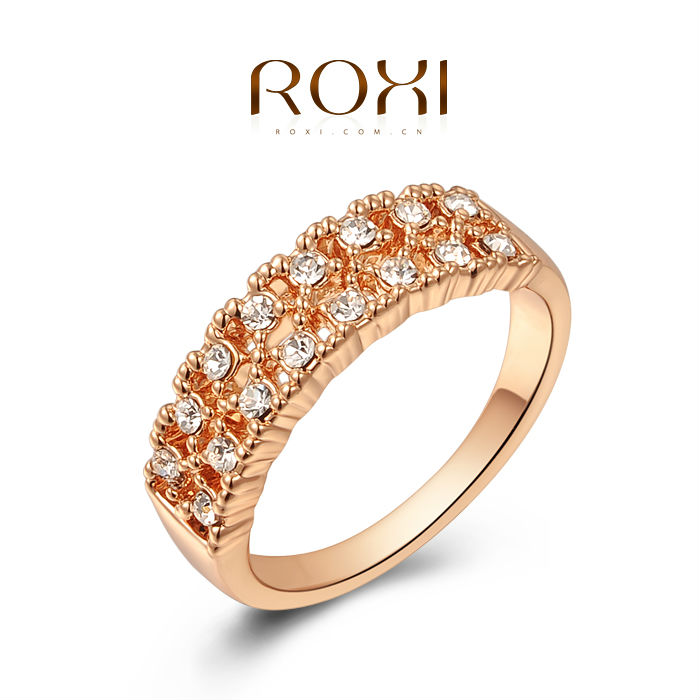 Roxi Fashion Women s Jewelry High Quality Classic Elegant Ring Rose Gold Plated Round Pave Top