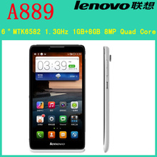 Original Lenovo A889 phone 6” screen MTK6582 Quad Core Cellphone 1GB RAM 8GB ROM Android 4.2 Phone 8.0MP WCDMA Dual Sim GPS