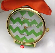 Classic Chevron Geneva PU Leather Chain Girls Watch Candy Colored Fashion Women Jewelry Wholesale Jewelry Free