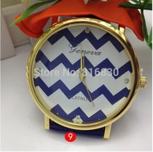 Classic Chevron Geneva PU Leather Chain Girls Watch Candy Colored Fashion Women Jewelry Wholesale Jewelry Free