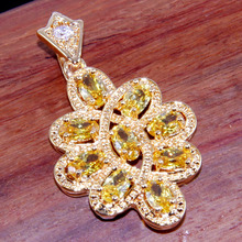 FF2205 PENDANT PROMINENT Honey Citrine 925 Silver 18K Gold Filled jewelry