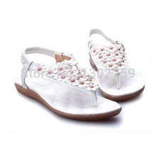2014 summer new sandals bohemian beaded thong flip female flowers flat shoes summer shoes